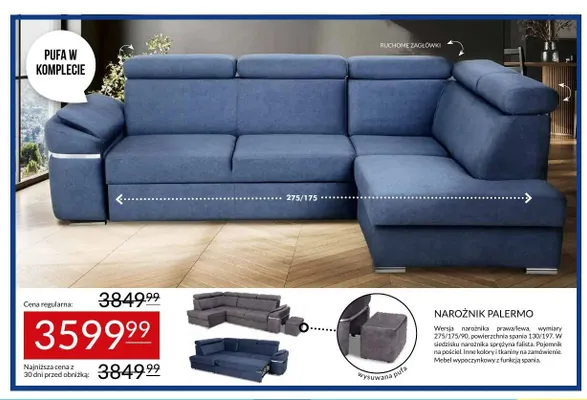 Narożnik Palermo z pufą promocja w Abra Meble
