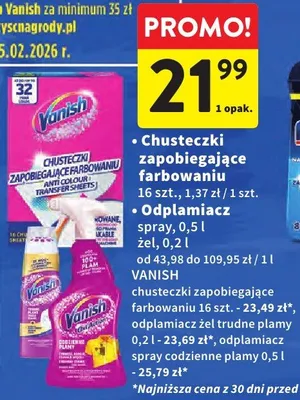 Odplamiacz wybrane rodzaje proszek ochrony kolory, proszek usuwa plamy w 20°C & przywraca biel, proszek usuwa plamy - 34,99 zł*, żel przywraca biel - 35,99 zł*, żel usuwa plamy - 39,99 zł* promocja w Intermarche
