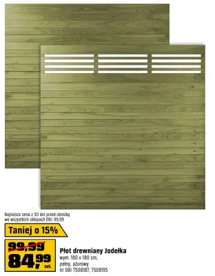 Płot drewniany Jodełka promocja w OBI
