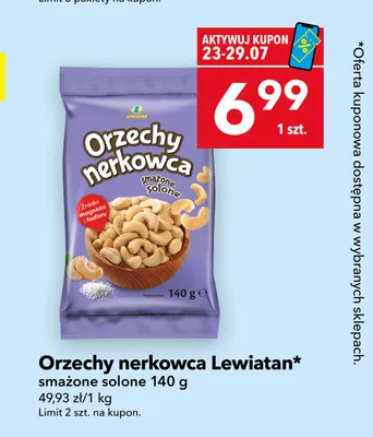 Orzechy nerkowca Lewiatan smażone solone promocja w LEWIATAN