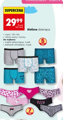Bokserki chłopięce 5-pak rozm. 134-164 promocja w Biedronka