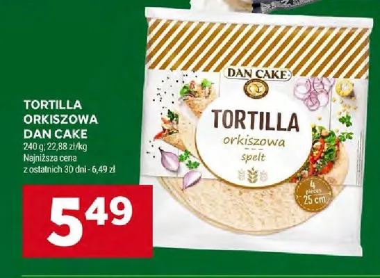 Tortilla orkiszowa Dan Cake promocja w Stokrotka