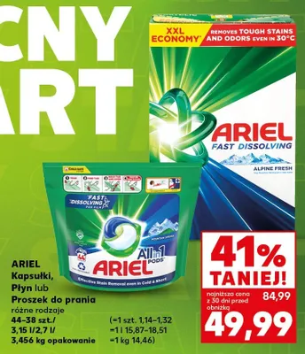 Kapsułki Ariel Płyn lub Proszek do prania różne rodzaje promocja w Kaufland
