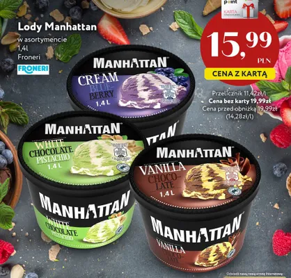 Lody Manhattan White Chocolate Pistachio Froneri promocja w Market Point
