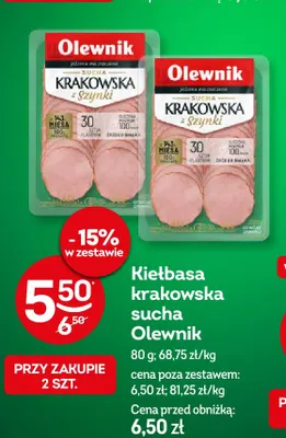 Kiełbasa krakowska sucha Olewnik promocja w Żabka