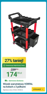 Wózek warsztatowy Vorfal na kołach z 3 półkami promocja w ERLI