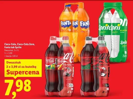 Napój gazowany Coca-Cola Zero 2-pak 1 l promocja w Lidl