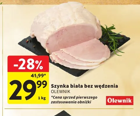 Szynka biała bez wędzenia Olewnik promocja w Intermarche