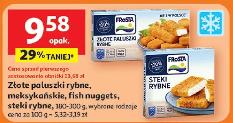 Złote paluszki rybne, meksykańskie, fish nuggets, steki rybne promocja w Auchan