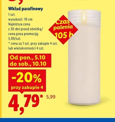 Wkład parafinowy 19 cm promocja w Lidl