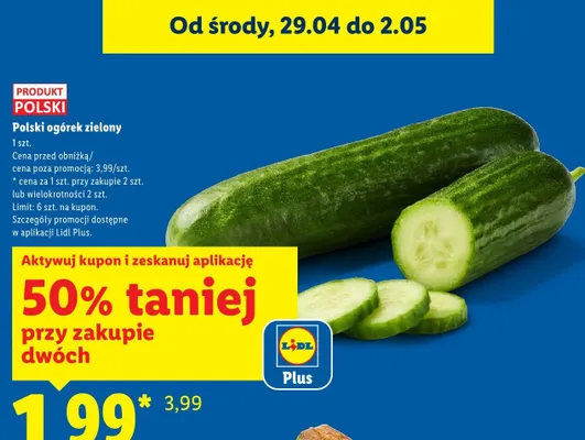 Ogórek zielony polski promocja w Lidl