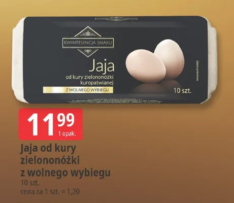 Jaja od kury zielononóżki z wolnego wybiegu promocja w Leclerc