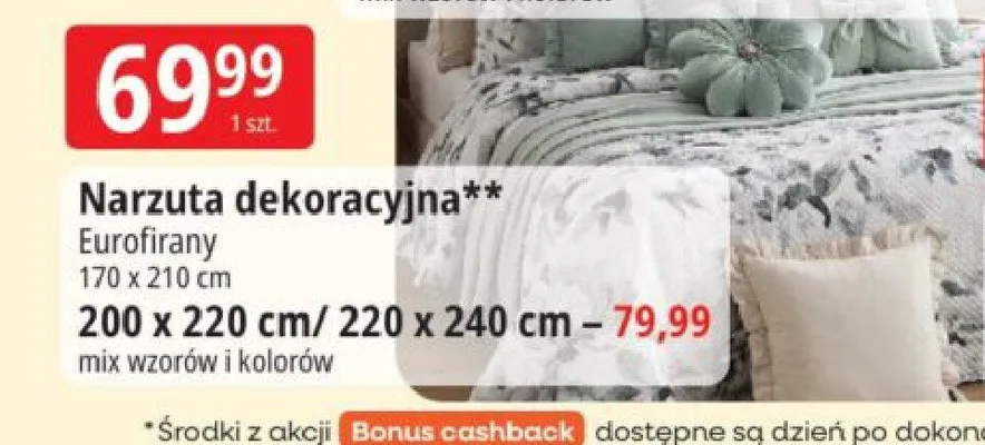 Narzuta dekoracyjna Eurofirany 170x210cm promocja w Leclerc