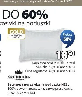 Satynowa poszewka na poduszkę NELL 50x70/75cm promocja w Jysk