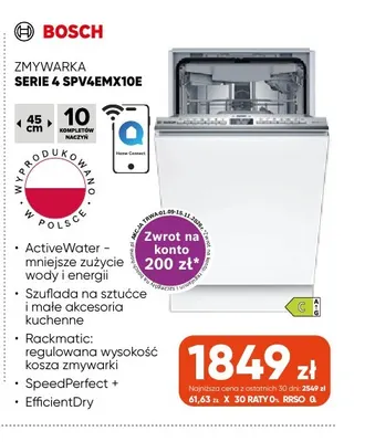 Zmywarka Serie 4 SPV4EMX10E Bosch promocja w Max Elektro