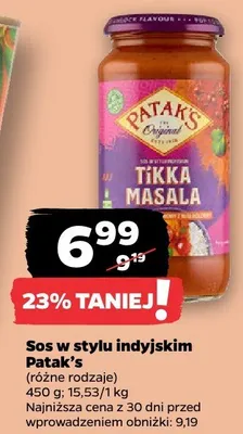 Sos w stylu indyjskim Patak's (różne rodzaje) promocja w Netto