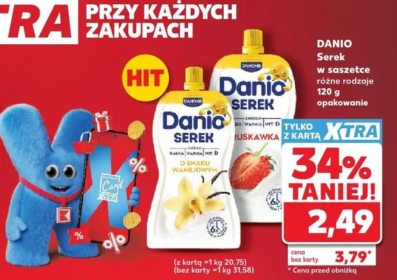 Serek w saszetce o smaku truskawkowym Danio Danonee promocja w Kaufland