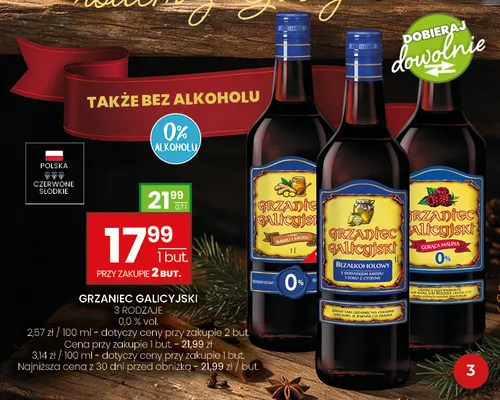 Wino bezalkoholowe Grzaniec bezalkoholowy Grzaniec Galicyjski gorąca malina promocja w Twój Market