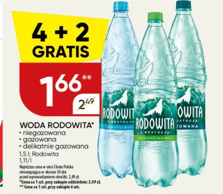 Woda delikatnie gazowana Rodowita promocja w Chata Polska