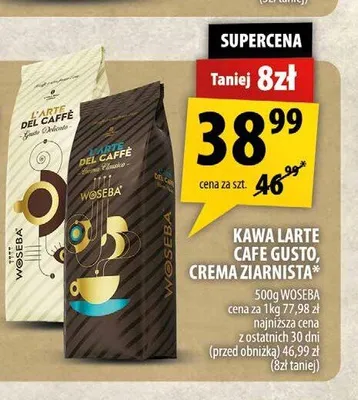 Kawa ziarnista Woseba Larte Cafe Gusto Crema promocja w Arhelan