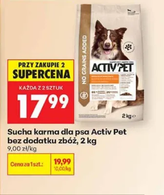 Sucha karma dla psa Activ Pet bez dodatku zbóż promocja w Biedronka