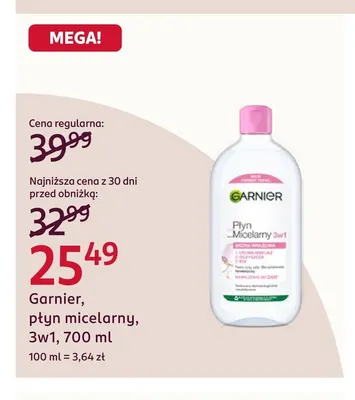 Płyn micelarny 3w1 Garnier promocja w Rossmann