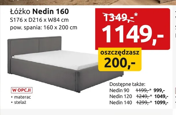 Łóżko Nedin promocja w Black Red White