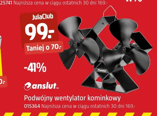 Podwójny wentylator kominkowy Anslut promocja w Jula