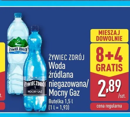 Woda źródlana Mocny Gaz Żywiec Zdrój promocja w Aldi