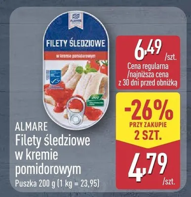 Filety śledziowe w kremie pomidorowym promocja w Aldi