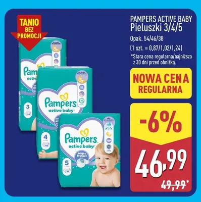 Pieluszki Pampers Active Baby 4 promocja w Aldi