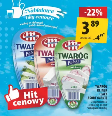 Twaróg klinek chudy Mlekovita promocja w Arhelan