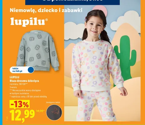 Bluza dresowa dziecięca Lupilu promocja w Lidl