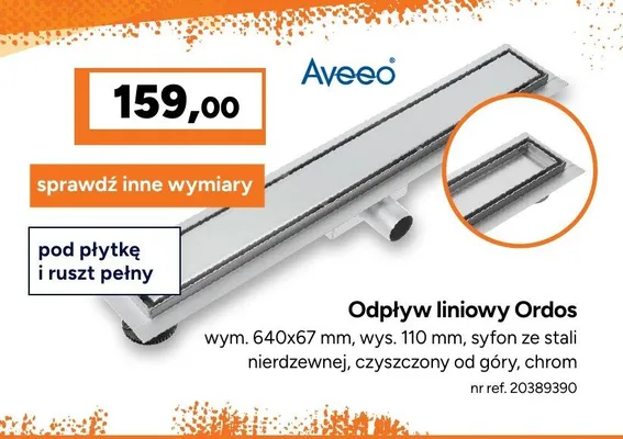 Odpływ liniowy Aveeo Ordos promocja w Bricoman