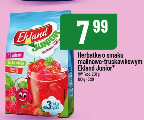 Herbatka o smaku malinowo-truskawkowym Junior Ekland promocja w POLOmarket