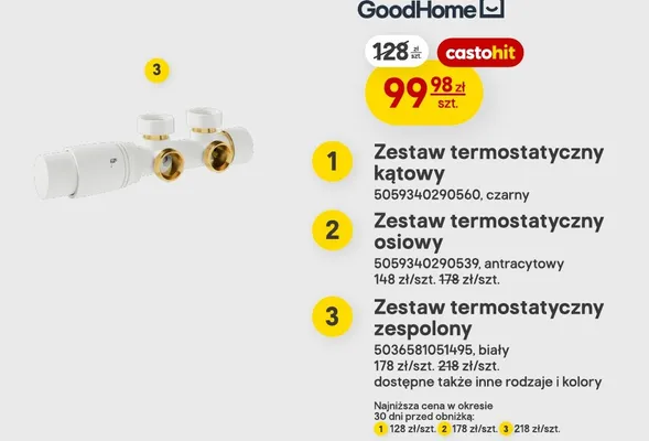 Zestaw termostatyczny zespolony GoodHome biały promocja w Castorama