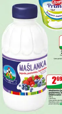 Maślanka jagoda poziomka borówka OSM Łowicz promocja w Dino