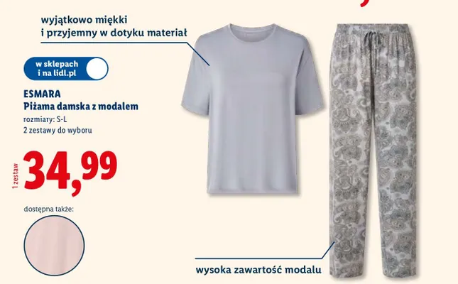 Piżama damska z modałem promocja w Lidl