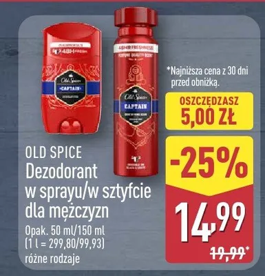 Dezodorant Old Spice w sztyfcie dla mężczyzn promocja w Aldi