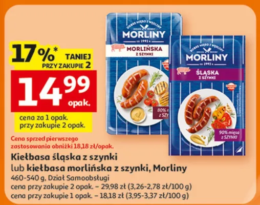 Kiełbasa morlińska z szynki promocja w Auchan