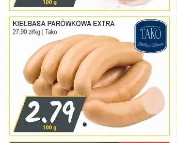 Kiełbasa parówkowa extra Tako promocja w Słoneczko