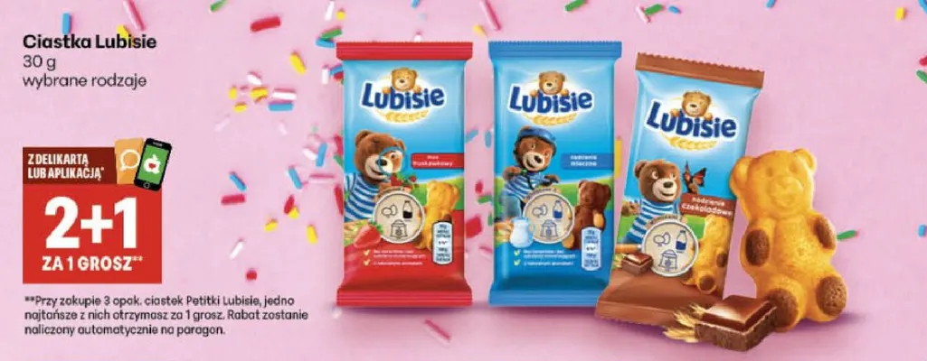 Ciastka Lubisie z nadzieniem mlecznym promocja w Delikatesy Centrum