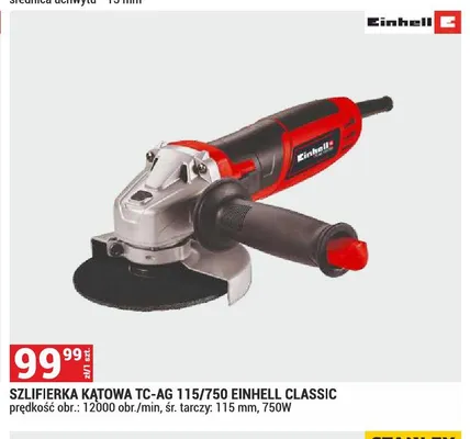 Szlifierka kątowa TC-AG 115/750 EINHELL CLASSIC prędkość obr.: 12000 obr./min, śr. tarczy: 115mm, 750W promocja w Merkury Market