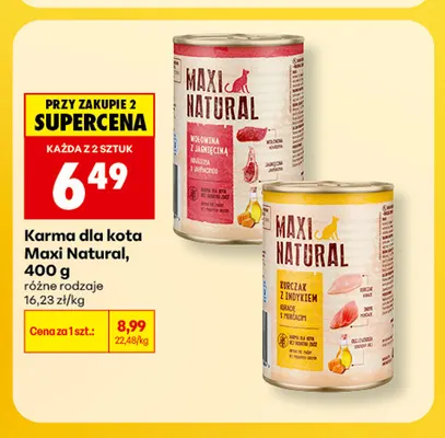 Karma dla kota kurczak z indykiem Maxi Natural promocja w Biedronka