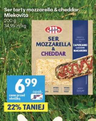 Ser tarty mozzarella & cheddar Mlekovita promocja w Delikatesy Centrum
