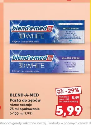 Pasta do zębów Blend-a-med 3D White Classic Fresh promocja w Kaufland