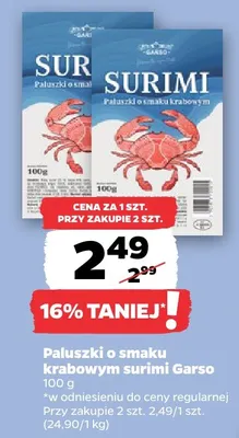 Paluszki o smaku krabowym surimi Garso promocja w Netto