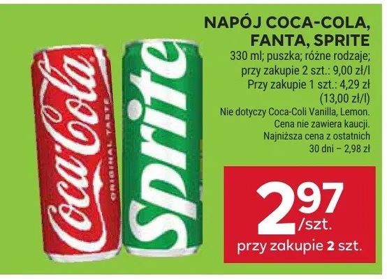 Napój Coca-Cola, Fanta, Sprite promocja w Stokrotka