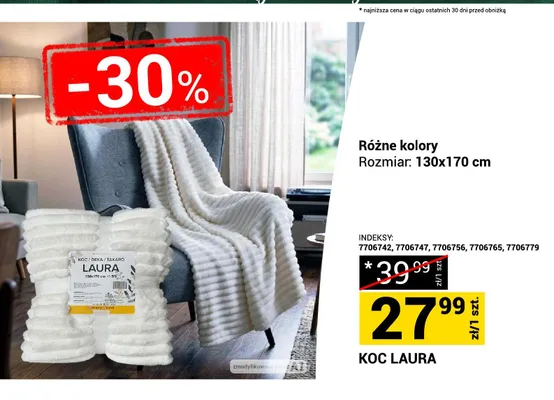 Koc Laura 130x170 cm promocja w Merkury Market