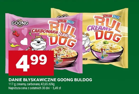 Danie błyskawiczne Goong Buldog carbonara promocja w Stokrotka